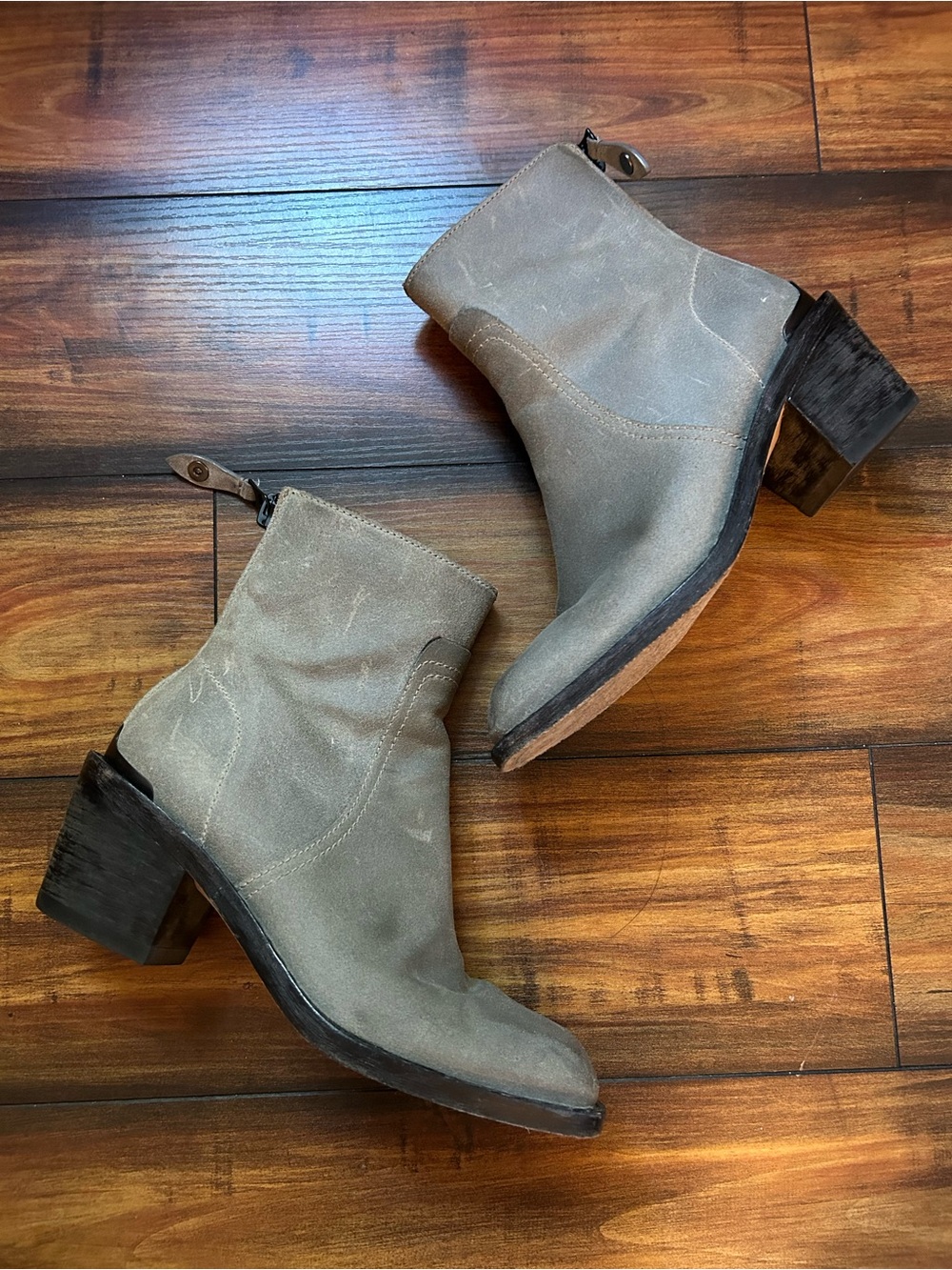 rag & bone Bristol Suede Leather Ankle Boots w/ Block Heel Sz 37